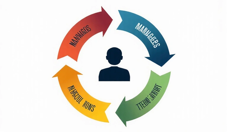Diagram showing 360 degree feedback process