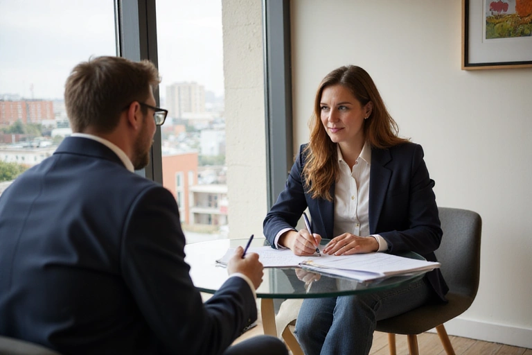 Professional coach working with client in modern office