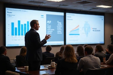 Business professional presenting at conference