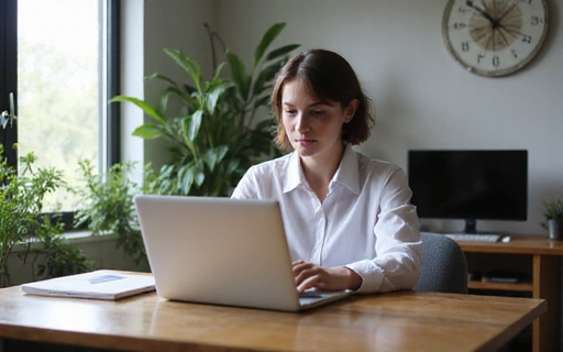 Executive working at laptop in relaxed setting