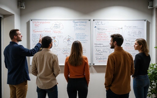 Startup team collaborating in office